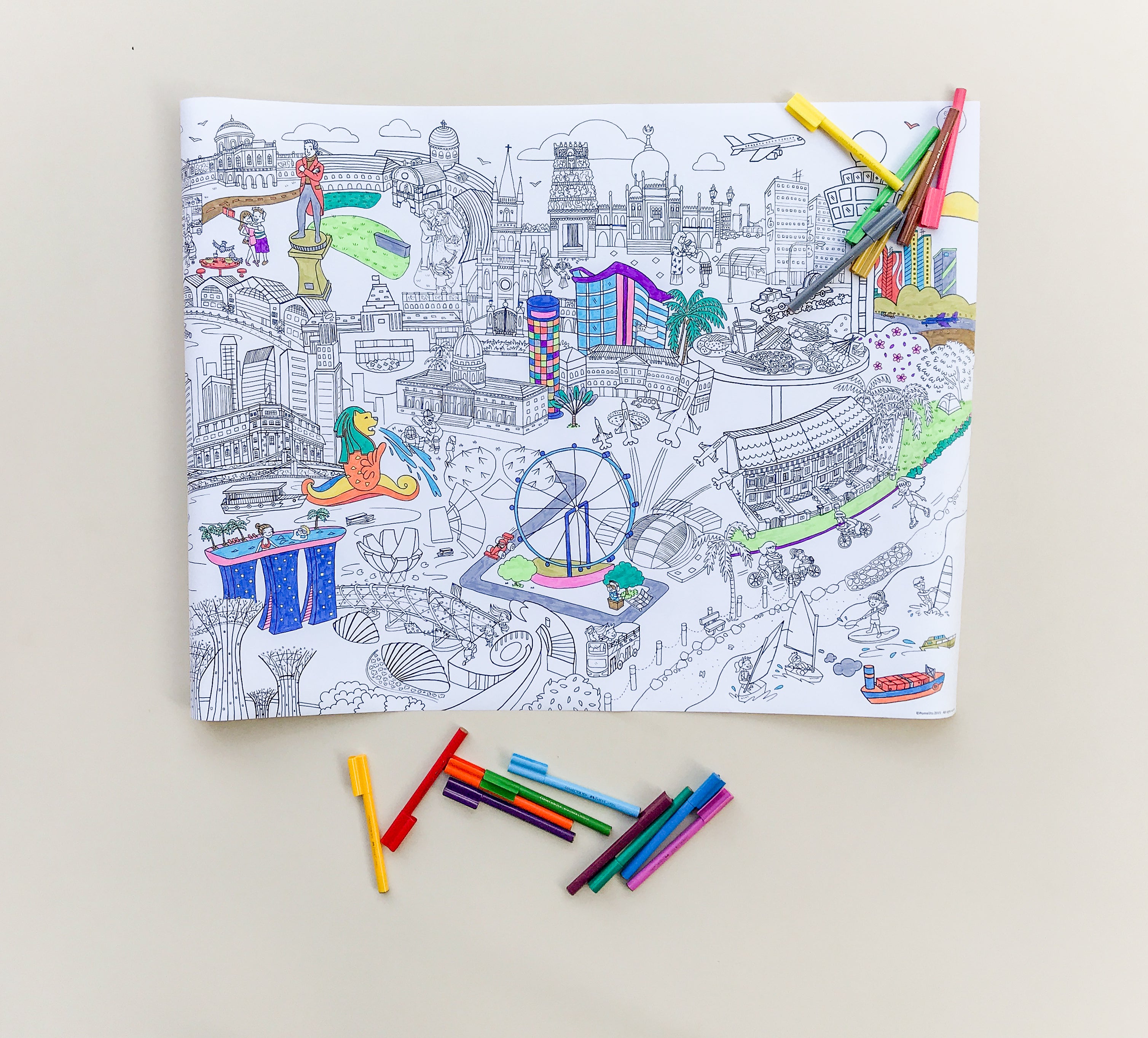 Giant colouring poster of Singapore