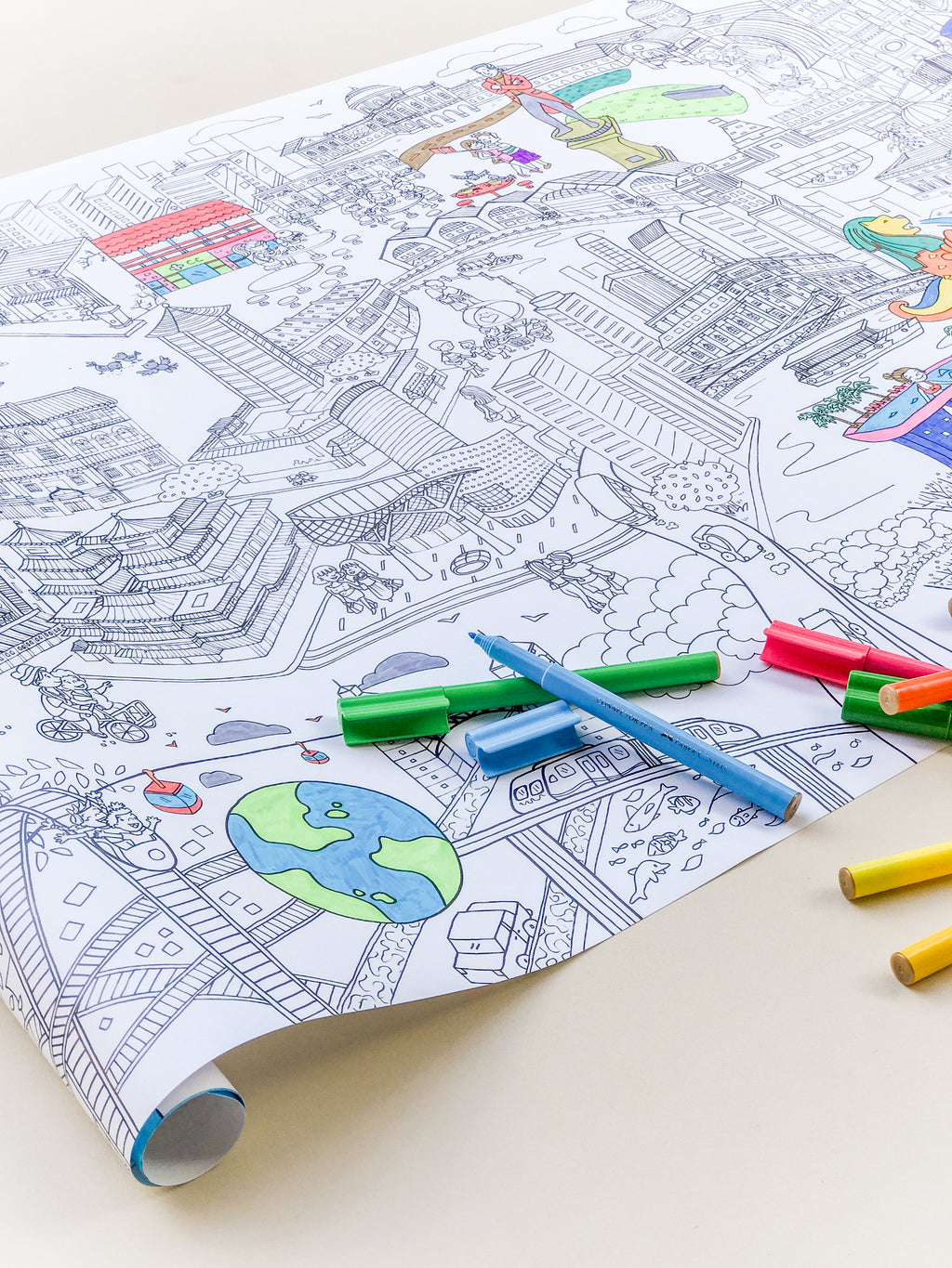 Giant colouring poster of Singapore