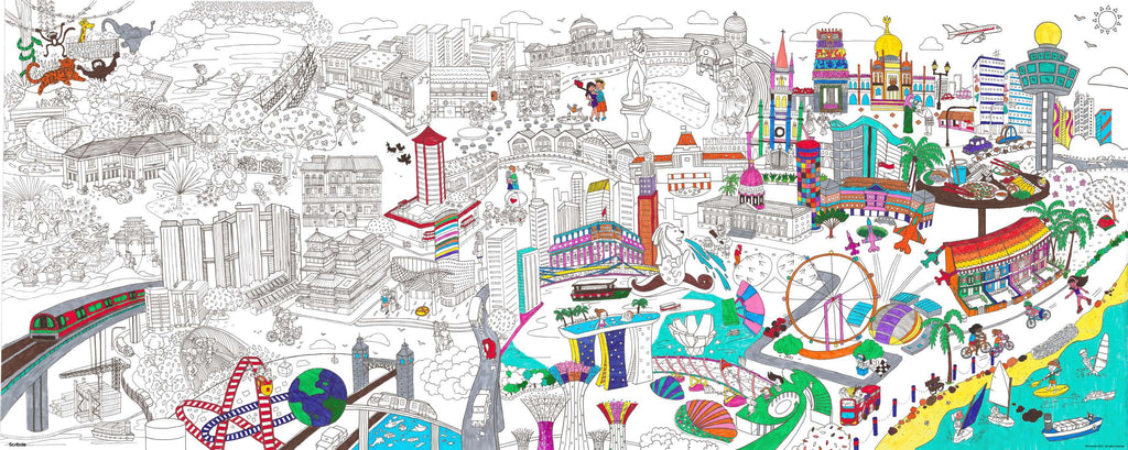 Giant colouring poster of Singapore